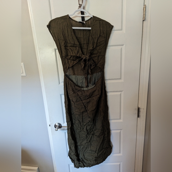 Sndys linen tie front midi dress - Picture 2 of 5